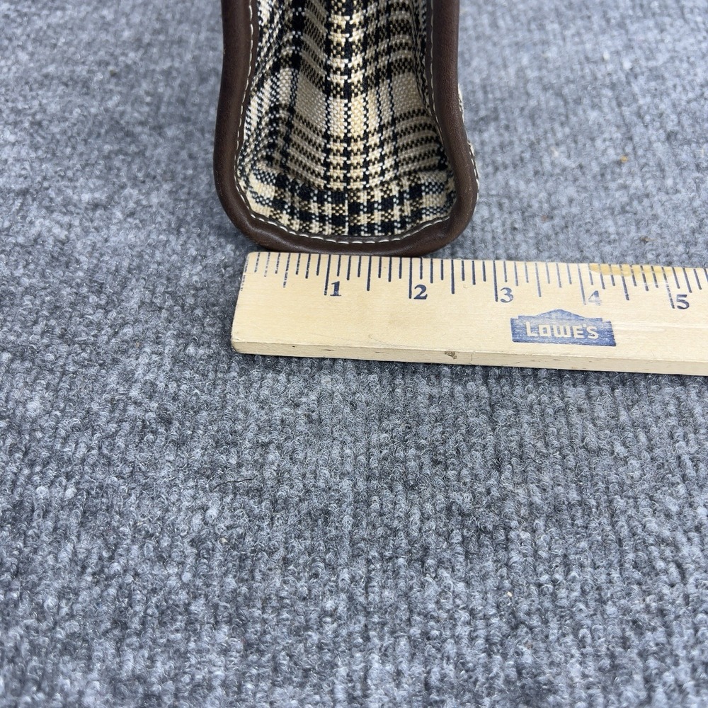5/A Baker Blanket Cosmetic Toiletry Bag Brown Leather Wool Plaid - Picture 14 of 14